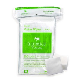 Intrinsics Petite Cotton Squares (200 Count) – 2x2 4-Ply Medium-High Absorbency Pads, Lint-Free Hypoallergenic Cotton for Face, Makeup Removal, Skincare, and Spa Use
