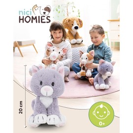 NICI Kuscheltier Katze 20cm - grau - Weiches Plüschtier – niedliches Stofftier zum Kuscheln & Spielen – tolle Geschenkidee für Kinder & Erwachsene - 62139