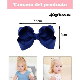 Moños Para Niñas, 40 Piezas Con Pinzas De Cocodrilo, Moños Para Bebe, Accesorios De Cabello Para Niñas Pequeñas, Adolescentes, Uso Diario, Fotos, Fiestas, 7.5 * 4 cm