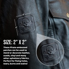 MastaPlasta Instant Self-Adhesive Premium Repair Patch. Pirate - Black - 2 x 2 Inch (5x5cm). Repair/Decorate Sofas, Car Seats, Jackets, Bags & More