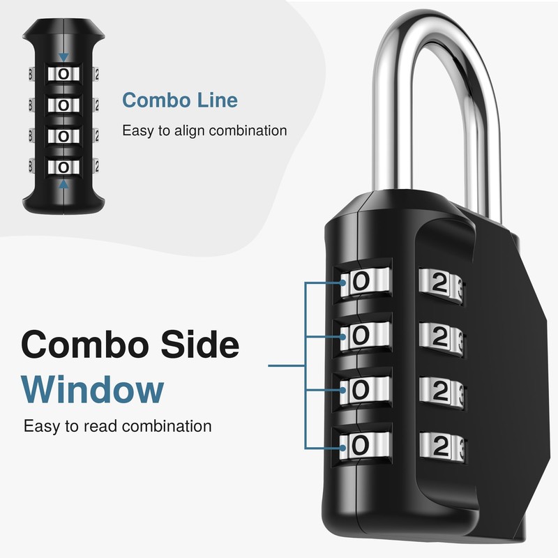 Puroma Combination Lock 4 Pack 4 Digit Waterproof Locker Locks