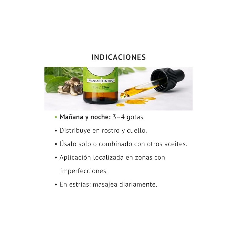LilaLavanda - Aceite Facial de Moringa Orgánico Prensado en Frío