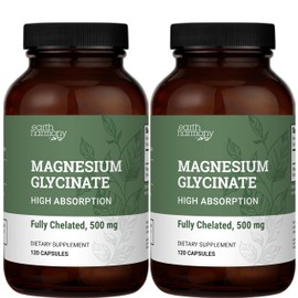 Earth Harmony Chelated Magnesium Glycinate 500mg - 120 Capsules (2-Pack, 1000mg Total)
