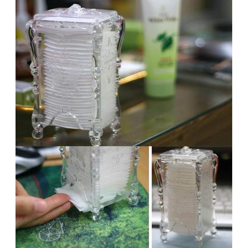 Acrylic Cotton Pads Holder Dispenser Butterfly Pattern Makeup Cotton Pads