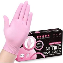 Pink Disposable Gloves,   Gloves Disposable Latex Free, Gloves for Cleaning & Esthetician, Pink Rubber Gloves, Pink Cleaning Gloves, , 100-ct Box (Medium) - Color: Small (Pack of 50), Size: 50