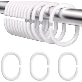 PARENCE. 30 anelli di plastica per tende doccia – bianchi – ganci robusti per il bagno – 30 pezzi