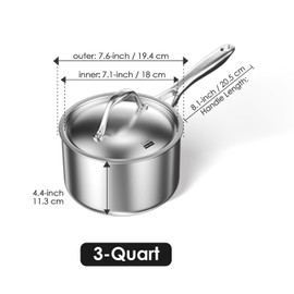 Cooks Standard Multi-Ply Clad Saucepan, 3 Quarts, Silver