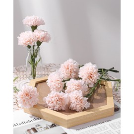 DuHouse 6pcs Carnations Artificial Flowers Latex Carnation Flowers,Real Touch Carnations with Stems for Wedding Party Office Home Decor(Blush)