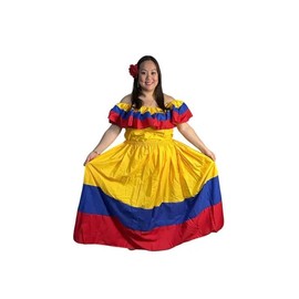 Generic Colombian Traditional Dress - Casual (Yellow,XL), X-Large