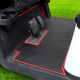 Club Car Precedent Golf Cart Full Coverage Floor Liner Mat, fits Club Car Precedent (2004-2023), Onward & Tempo (2017-2023), Villager & V4L (2019-2023), Durable Anti-Slip Rubber, Black with Red Trim