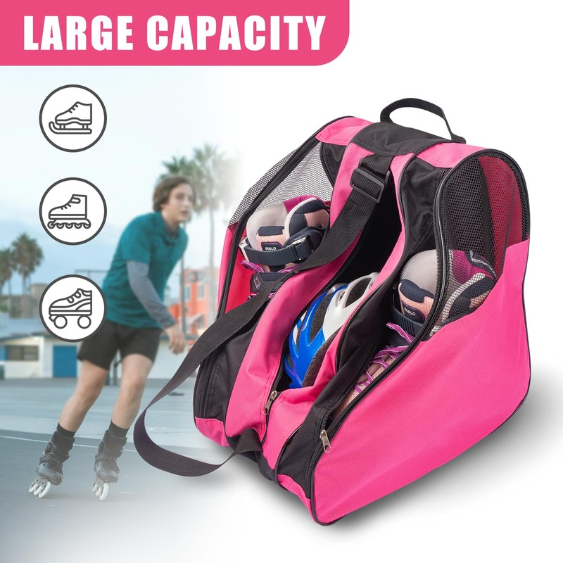 Pink Roller Skate Bag with Adjustable Shoulder Strap and Handle,