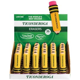 TICONDEROGA 38936 - Borradores con forma de lápiz, amarillo, paquete de 36