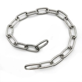Stainless Steel Safety Chains 20in (L) x 4MM (T) Long Link Chain Rings Light Duty Coil Chain for Hanging Pulling Towing (4mm*50cm-1 Pack)