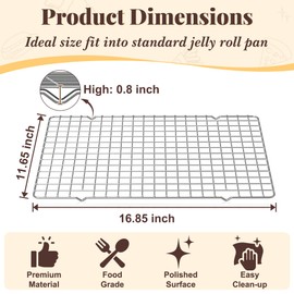 Cooling Racks for Cooking and Baking - 2 PCS 11.65" x 16.85" Grid Wire Baking Rack for Oven Cooking, Baking, Grilling, Roasting - Dishwasher Safe Bacon Rack - Fits Half Sheet Cookie Pan