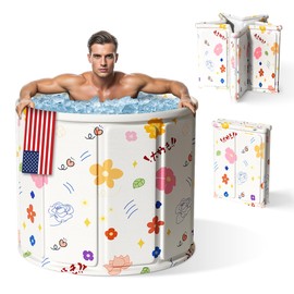 Zennest Foldable Portable Bathtub for Adults – 2-in-1 Hot & Cold Plunge, 90-Gal Large Capacity, Easy Setup, Space-Saving Design, 5-Layer Insulated Ice Bath Tub for Recovery, Indoor/Outdoor