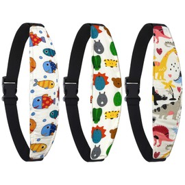ZHOMA 3 Pcs Baby Head Support for Car Seat, Adjustable Band Strap for Stroller, Soft Neck Relief Slumber Sling for Toddler Infants Children and Kids, Sleep and Travel Protection Headrest Belt-Fish