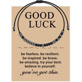 KUIYAI Good Luck Morse Code Bracelet For Men Women Teen Girls Teen Boys Good Luck Motivational Gift (good luck codeUK)