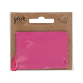Glick Pack of 4 Plain Hot Pink Gift Tags to Accessorise Your Gifts Beautifully, Gift Tags, 7 x 5 cms