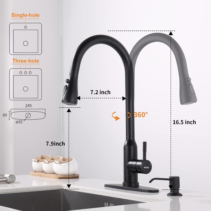 Touch Kitchen Faucet,KEER Smart Kitchen Sink Faucet with Pull Down