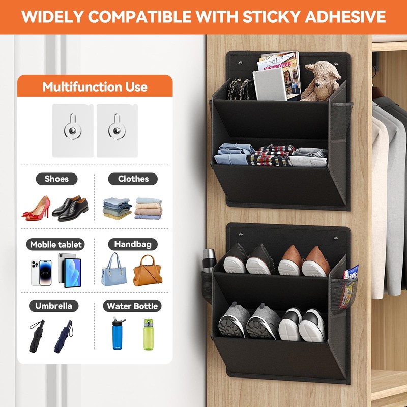 DEYILIAN 2 Pack RV Shoe Storage with Sticky Adhesive Tape,