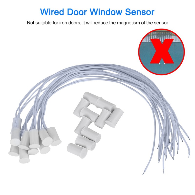 10pcs Wired Door Window Sensor Magnetic Switch for Home Alarm