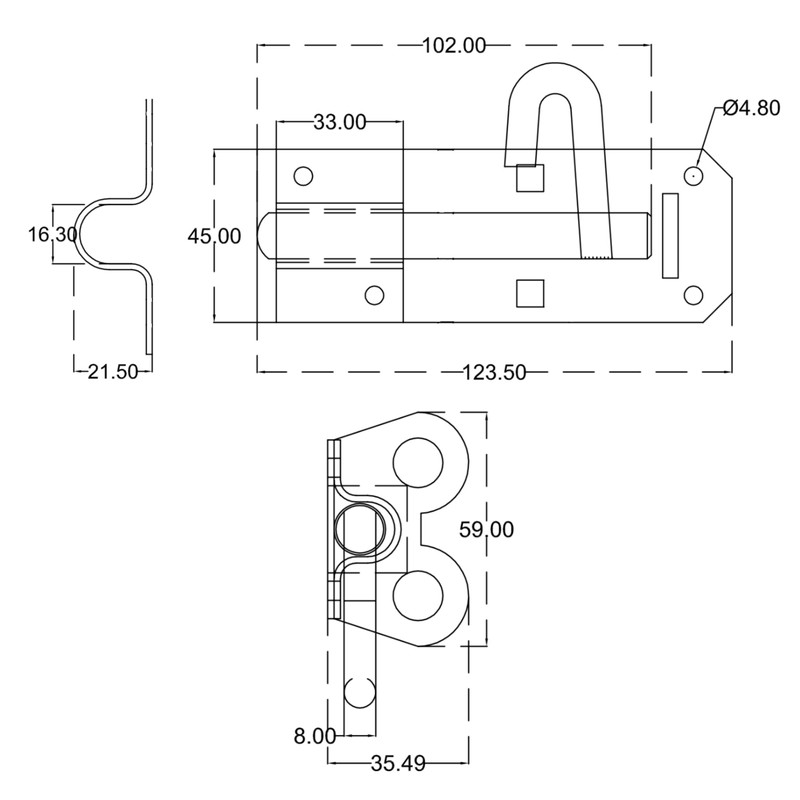 Lockable Sliding Bolt | Brenton Pad Bolt | 100mm /