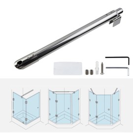 Tsnamay 11.81" to 19.68" Shower Door Glass Support Bar,201 Stainless Steel Wall-to-Glass Support Arm for Fixed Frameless Shower 8-12mm Glass Panel,Silver