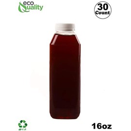 [30 PACK] Empty Clear Plastic Juice Bottles with Tamper Evident Caps 16 OZ - Smoothie Bottles - Ideal for Juices, Milk, Smoothies, Picnic's and even Meal Prep by EcoQuality Juice Containers