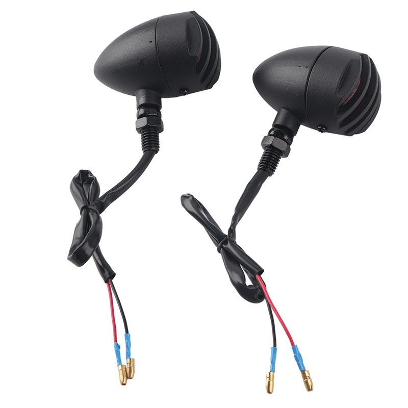 2Pcs Motorcycle Retro Rear Turn Signal Lights Indicator Full Metal