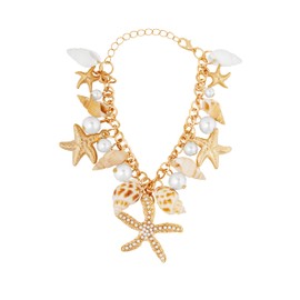 MINACHI Shell Bracelet for Women, Boho Summer Beach Seashell Charm Chain Bracelet, Summer Jewelry Gift for Women