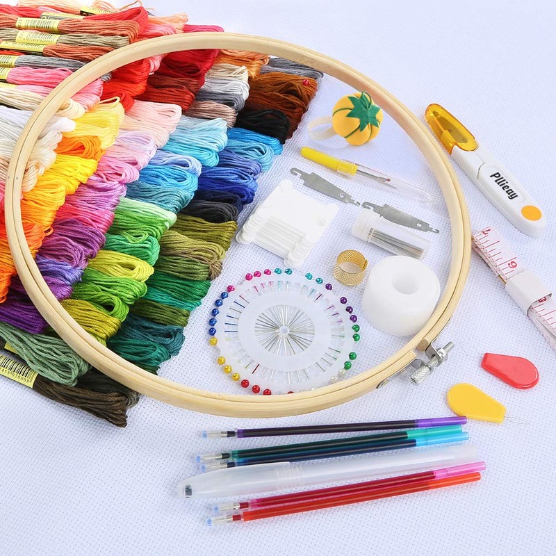 Pllieay Embroidery Set, Cross Stitch Starter Kit with Instructions, 5
