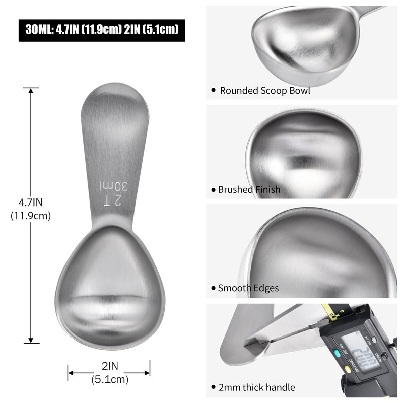 Doosu 2 Tablespoon Coffee Scoop - 18/8 Stainless Steel Heavy