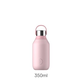 Chilly's Series 2 Water Bottle - Stainless Steel Thermal Bottles with Double Wall Vacuum, Soft Collar & Carry Loop - Blush Pink, 350ml