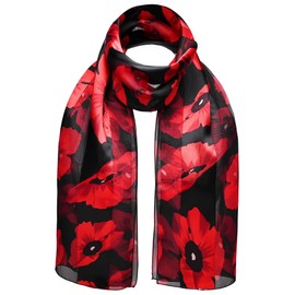Basic Sense Poppy Scarf lightweight Satin Scarves for Remembrance day, 38 - Black