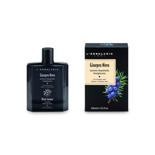 L'Erbolario Black Juniper Energising Aftershave Lotion - Refreshing And Toning Properties - Restorative Effect - Ideal Comfort For Skin On Face And Neck - Plant-Derived Active Ingredients - 3.3 Oz