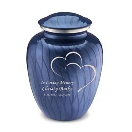 Geturns - Adult Personalized Heart Cremation Urns for Human Ashes I Large Pearl Cobalt Blue Funeral Urn for Men and Women I 200 lbs