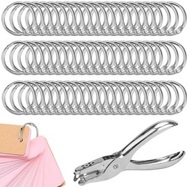 100 Stück Silberne Buchringe mit Lochzange, 25mm Außendurchmesser, 20mm Innendurchmesser, Binderinge für Loseblattsammlung und Scrapbooking
