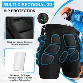 3D Protection Hip Butt EVA Padded Shorts, Crash Pad Impact Gear for Ski, Skating, Snowboarding, Skateboarding for Men Women