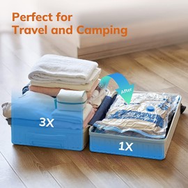 Vacuum Compression Storage Bags for Clothes - 6 Pack Reusable Space Saver Bags for travel (2 Large + 2 Medium + 2 Small)