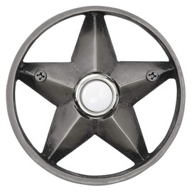 Waterwood Solid Brass Lone Star 3 1/4" Doorbell in Pewter - Wired & Illuminated Push Button from Environmentally Friendly Recycled Material