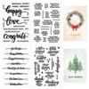 Outus 4 Pcs Merry Christmas Words Clear Stamps Blessing Sentiment