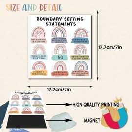 Boundaries Counseling Fridge Magnet Decor - Funny Mental Health Awareness Locker Magnets - Psychology Decor Art Gift for Counselor Therapist Office School Living Bedroom