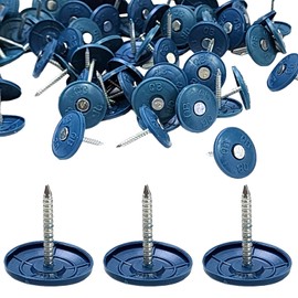 (100 Pack) Round Plastic Cap Nail 1 Inch Roofing Nails Galvanized Tar Paper Nails for House Wrap Fastening Foam Board Roofing Felt Insulation Film (100)