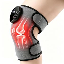 Rodillera 3 en 1 con Calor y Vibración Ajustable, 3 Niveles de Calor y 3 Modos de Vibración, LED Táctil 1500mAh, Alivio para Artritis y Deportes, Rodilla Codo y Brazo, regalo ideal para mamá y papá