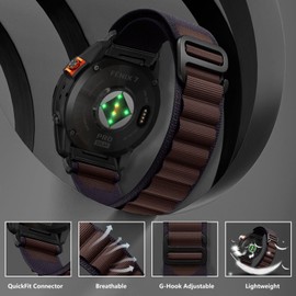 Niboow QuickFit 22mm Strap for Garmin Fenix 8 47mm/Fenix E 47mm/Fenix 7 Pro Solar/Fenix 7/Epix 2 Pro 47mm, Sport Nylon Titanium G-Hook Watch Band for Garmin Fenix 6 GPS/Fenix 6 Pro GPS/Fenix 5 -Purple