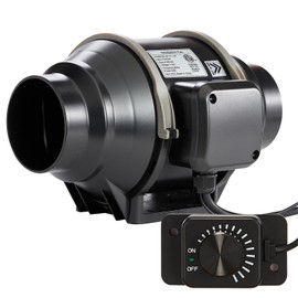 GCJ 4 inch Inline Duct Booster Fan, Ventilation Exhaust Fan with Quiet EC-Motor and Infinity Variable Speed Controller,Cooling Heating Booster for Greenhouse,Grow Tent,Hydroponics