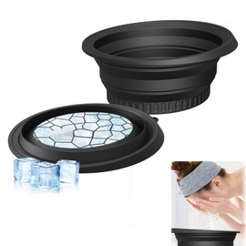 Face Ice Bath Bowl, Built-in Ice Tray Silicone Face Bowl for Ice, Daily Care Folding Ice Basin, Ice Bath at Home Care Wash Basin (Black)