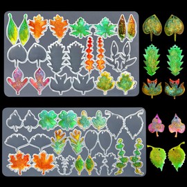 RESINWORLD Clear Silicone Leaf Earrings Mold with 23 Paired Shapes, Dangle Earring Silicone Mold, Jewelry Resin Casting Mold