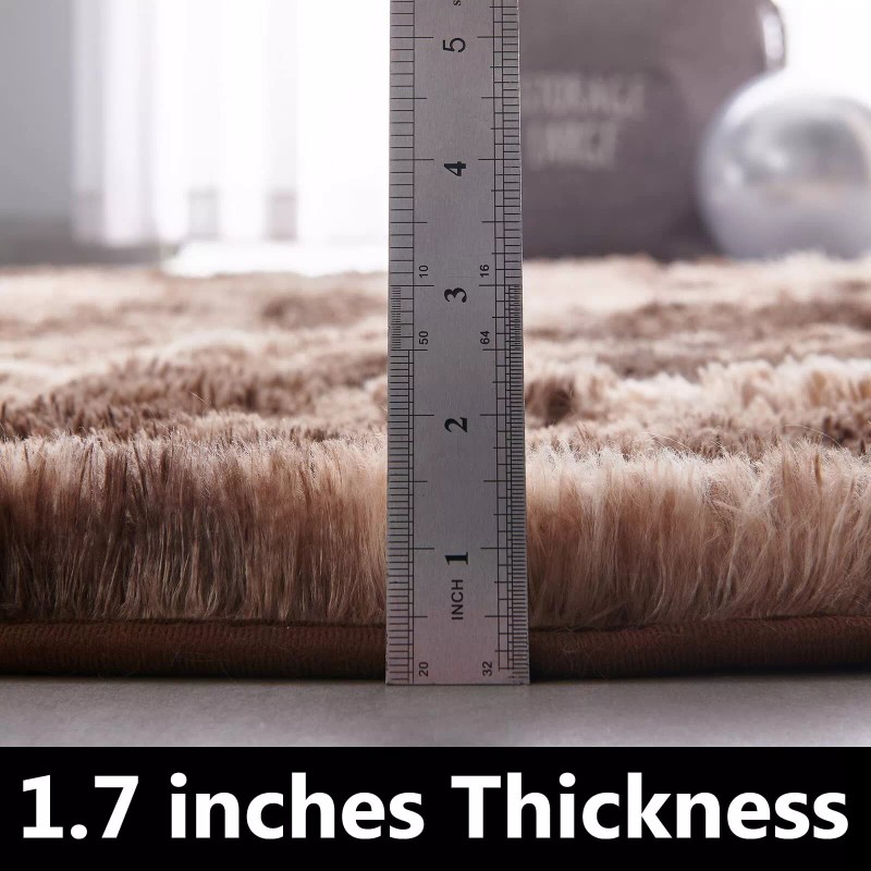 FJZFING Tie-Dyed Coffee Round Rug Ultra-Soft Plush Modern 7x7 Circle