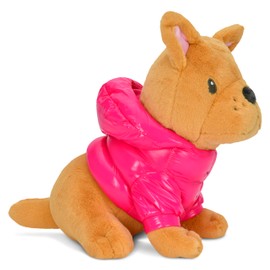 iscream Cozy Plush 10" Frenchie in a Puffer Hoodie French Bulldog with Embroidered Accents